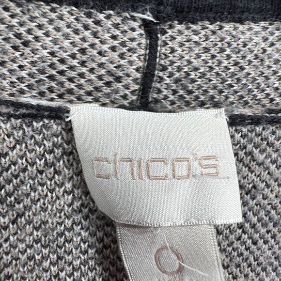 Chicos Maggie Duster Womens Small Black Tan Zebra Open Sweater Vest Lightweight - Picture 10 of 16